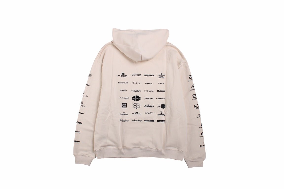 Balenciaga Beige Multilogo Hoodie - Prime Reps