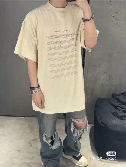 Balenciaga Beige T-Shirt with Musical Notes - Prime Reps