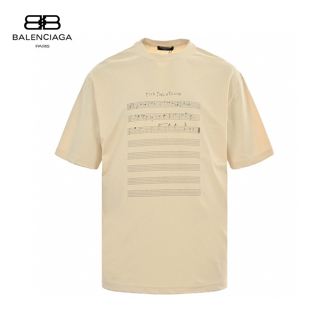 Balenciaga Beige T-Shirt with Musical Notes - Prime Reps