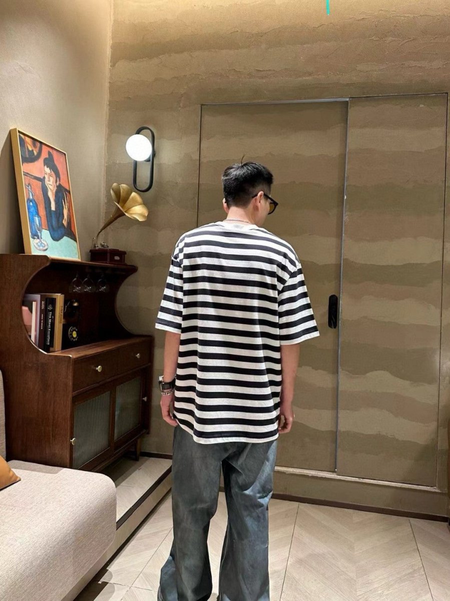 Balenciaga Black and White Striped T-Shirt - Prime Reps