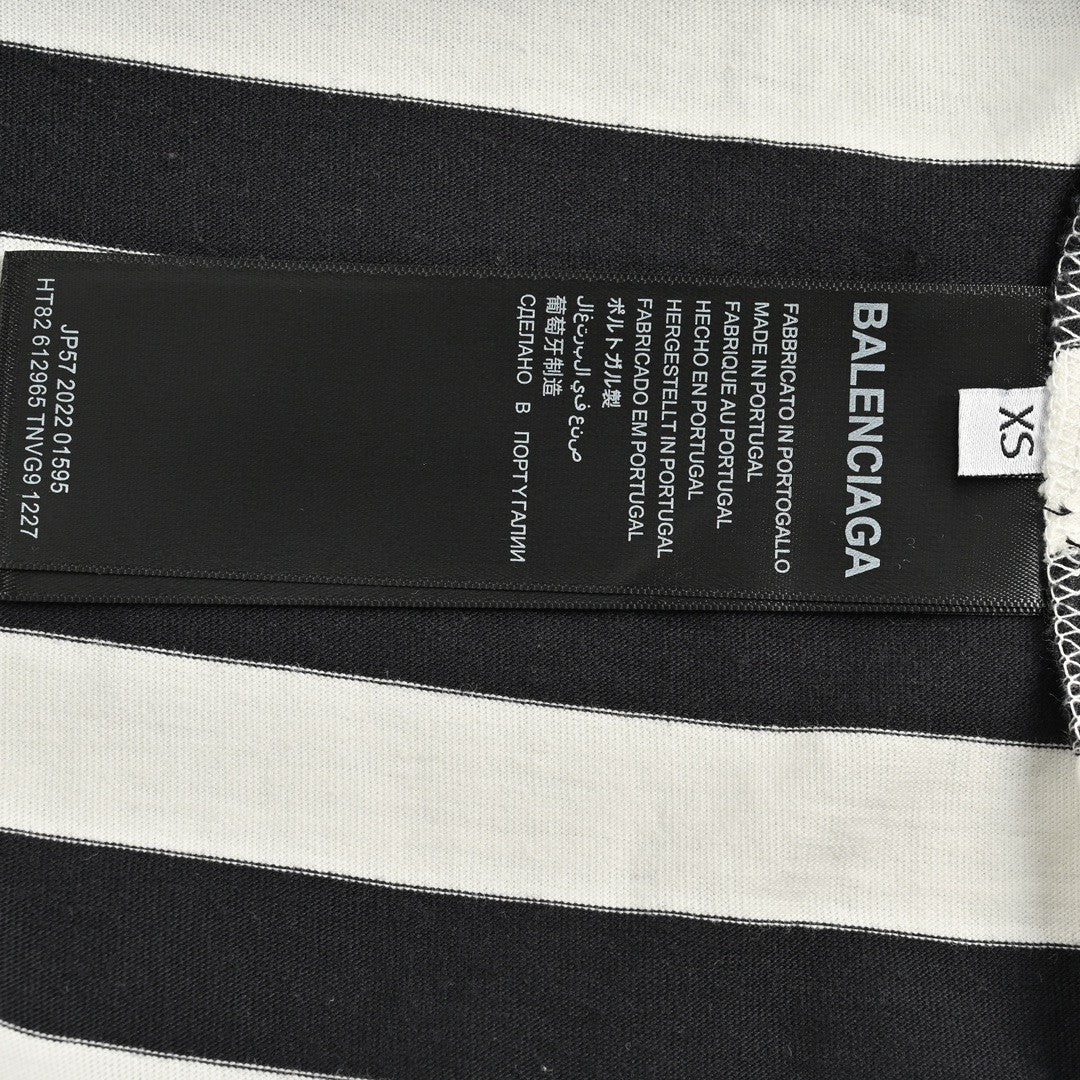 Balenciaga Black and White Striped T-Shirt - Prime Reps