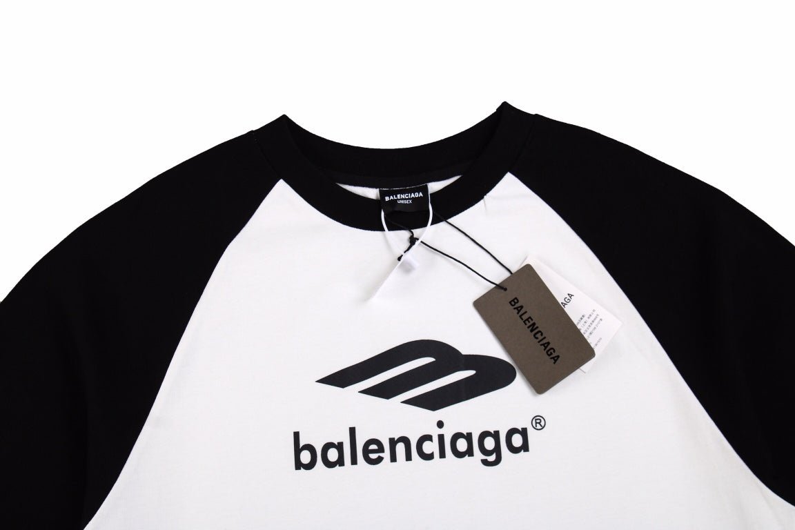 Balenciaga Black and White T-shirt with Logo Print - Prime Reps