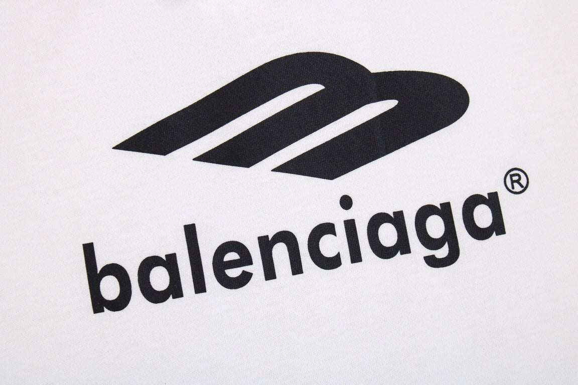 Balenciaga Black and White T-shirt with Logo Print - Prime Reps