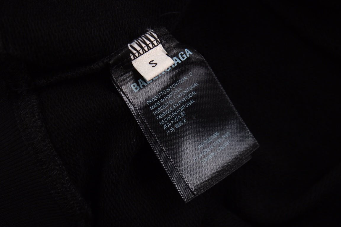 Balenciaga Black Distorted Logo Hoodie - Prime Reps