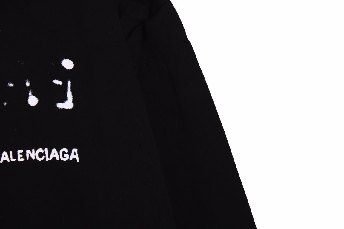 Balenciaga Black Distorted Logo Hoodie - Prime Reps