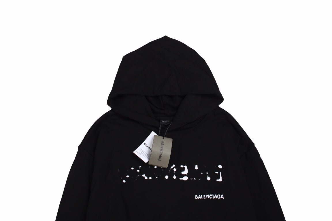 Balenciaga Black Distorted Logo Hoodie - Prime Reps