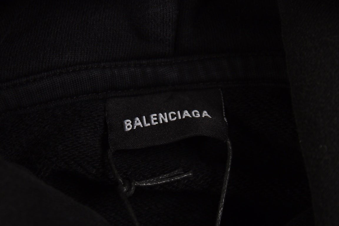 Balenciaga Black Hoodie with "I Love" Graphic - Prime Reps