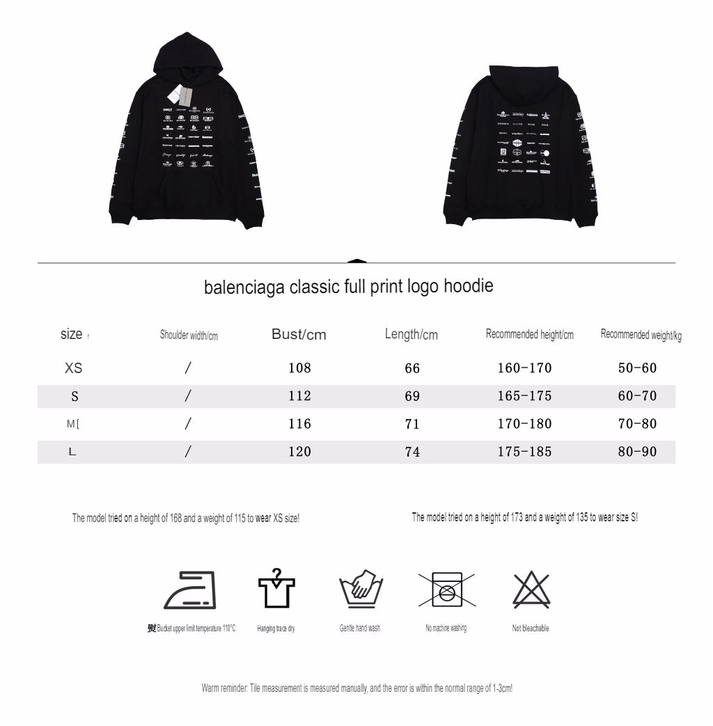 Balenciaga Black Multilogo Hoodie - Prime Reps