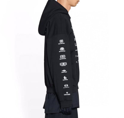 Balenciaga Black Multilogo Hoodie - Prime Reps