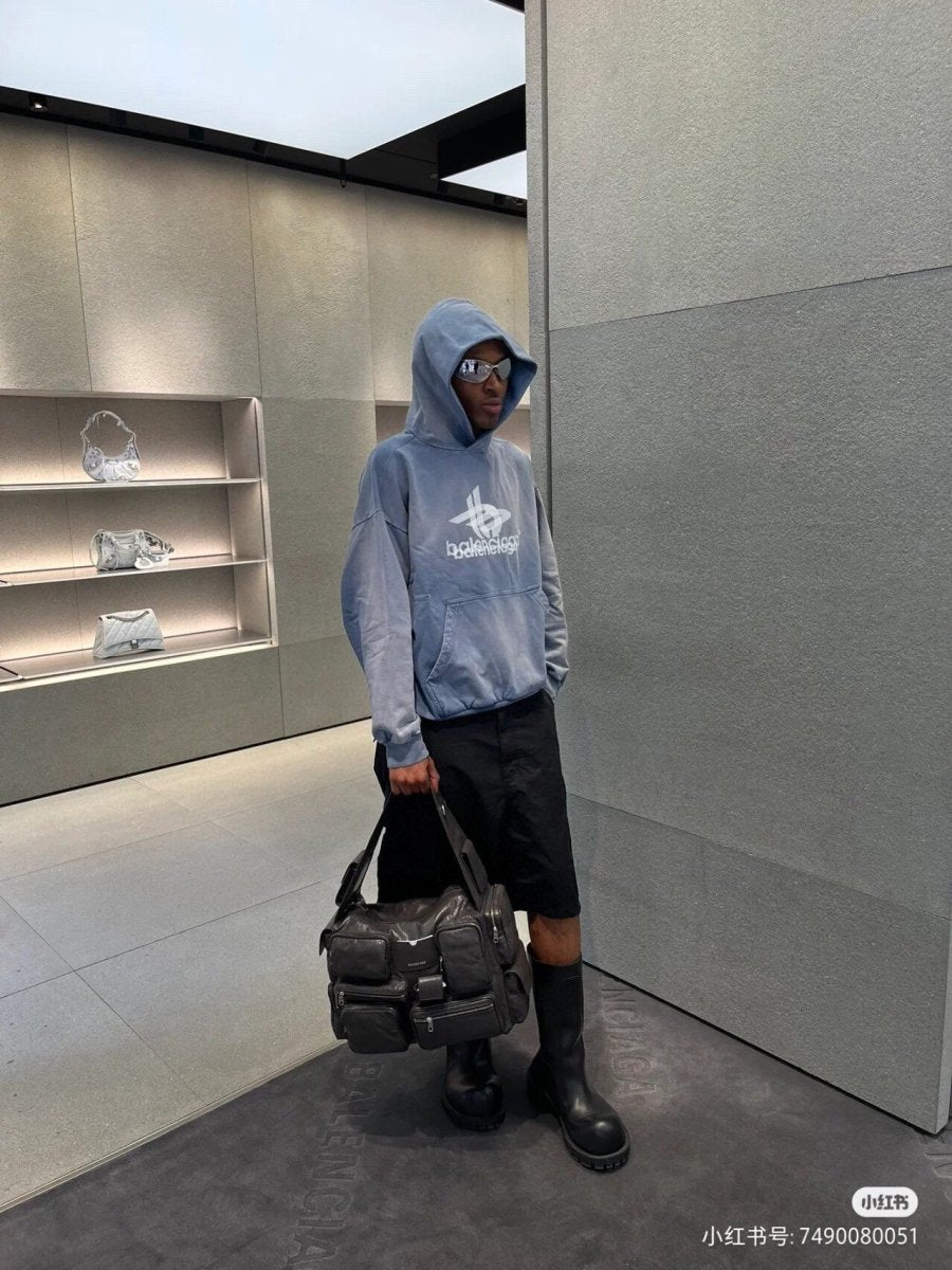 Balenciaga Blue Graphic Hoodie - Prime Reps