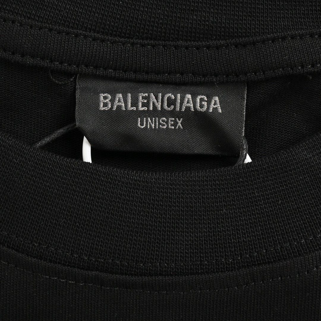 Balenciaga Blue Logo T-Shirt (Black) - Prime Reps