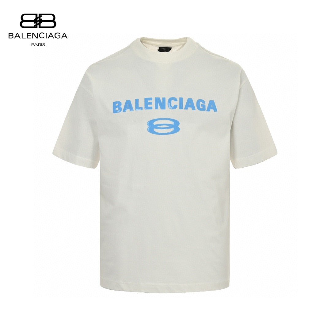 Balenciaga Blue Logo T-Shirt (White) - Prime Reps