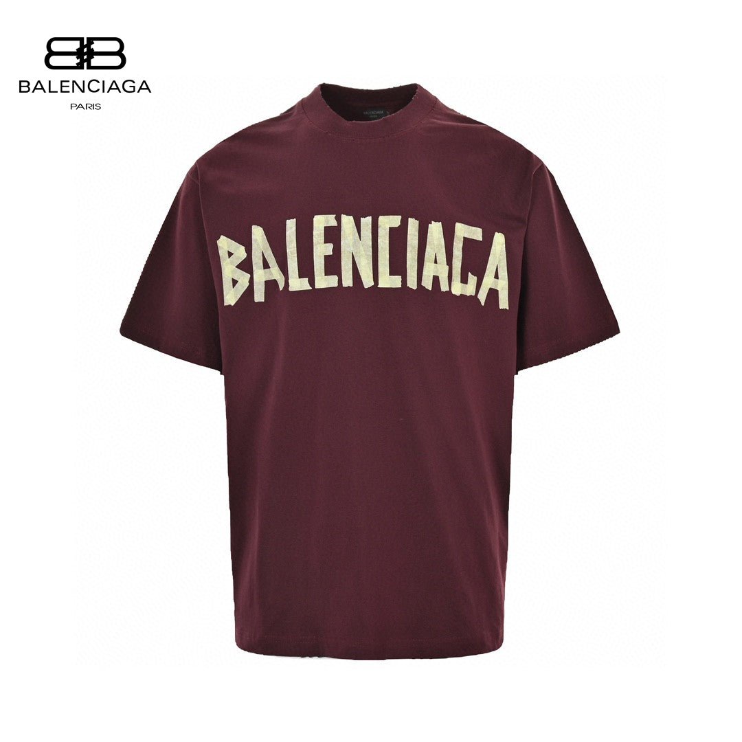 Balenciaga Burgundy Logo T-Shirt - Prime Reps