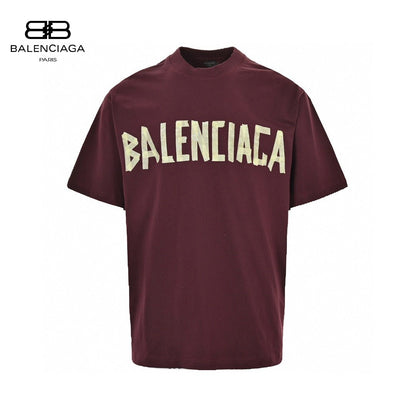 Balenciaga Burgundy Logo T-Shirt - Prime Reps