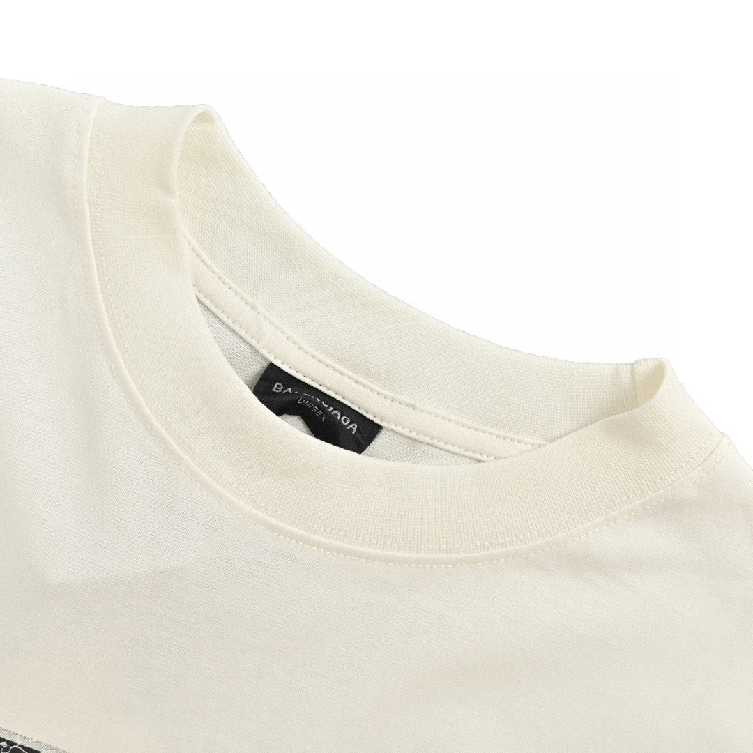 Balenciaga Cracked 'BB' Logo T-Shirt (White) - Prime Reps