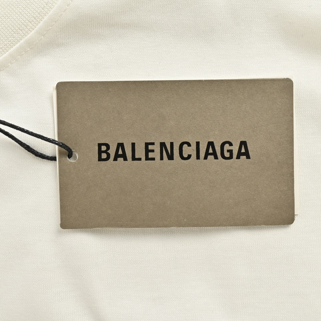 Balenciaga Cracked 'BB' Logo T-Shirt (White) - Prime Reps