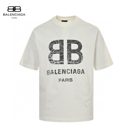 Balenciaga Cracked 'BB' Logo T-Shirt (White) - Prime Reps