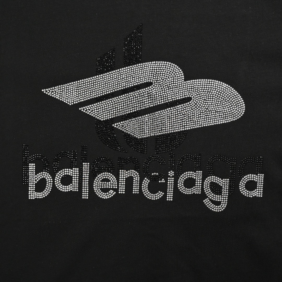 Balenciaga Crystal Logo T-Shirt in Black - Prime Reps