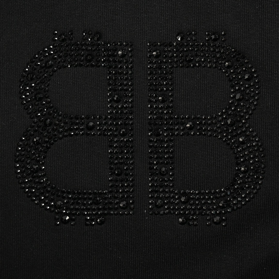 Balenciaga Crystal Logo T-Shirt in Black - Prime Reps