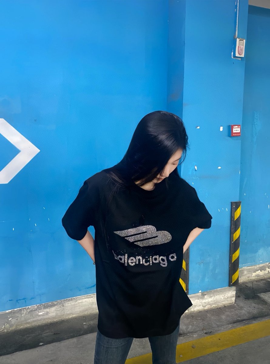 Balenciaga Crystal Logo T-Shirt in Black - Prime Reps