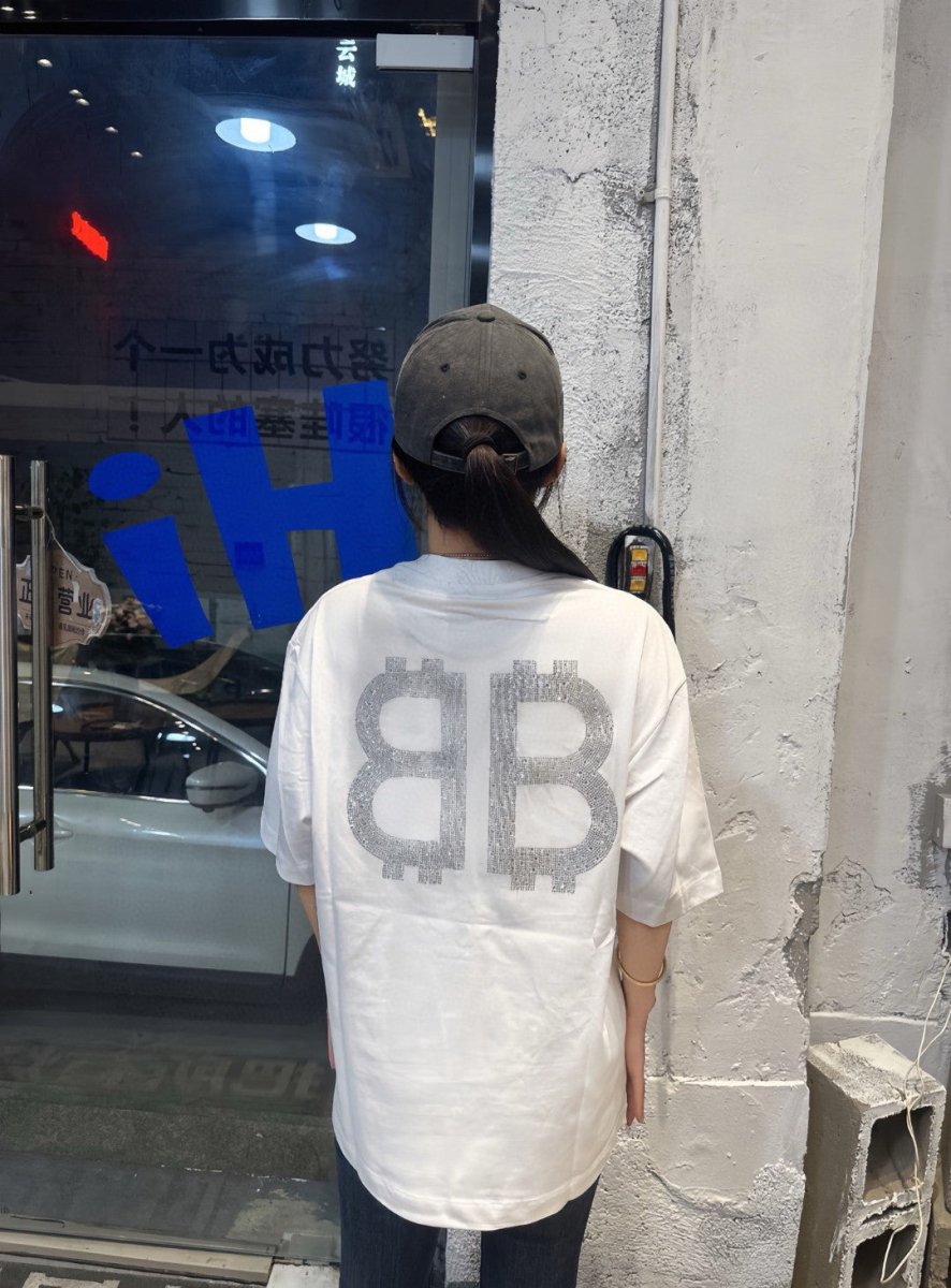 Balenciaga Crystal Logo T-Shirt in White - Prime Reps