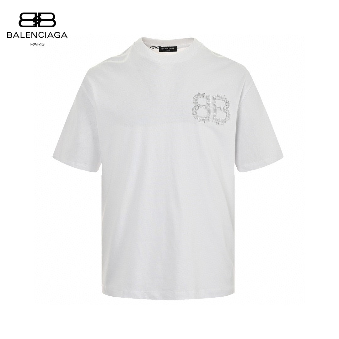 Balenciaga Crystal Logo T-Shirt in White - Prime Reps