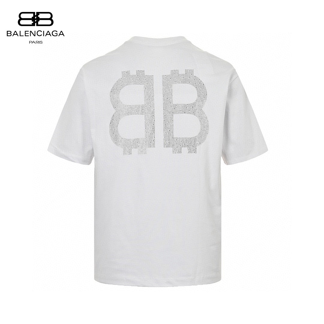 Balenciaga Crystal Logo T-Shirt in White - Prime Reps