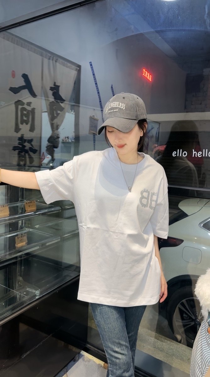 Balenciaga Crystal Logo T-Shirt in White - Prime Reps