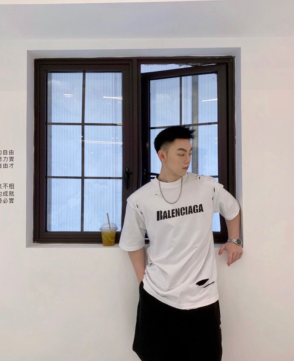 Balenciaga Distressed Logo T-Shirt - Prime Reps