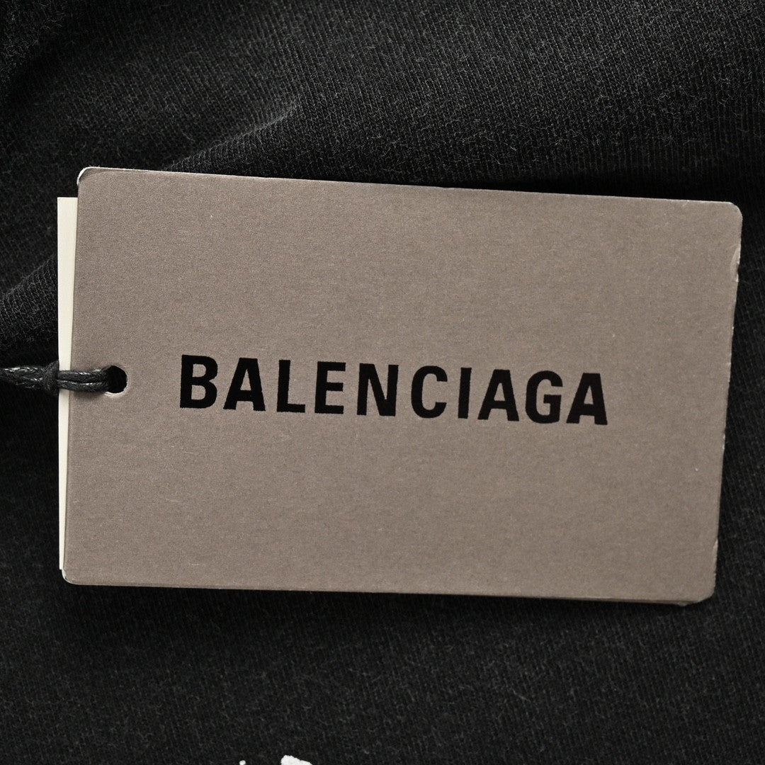 Balenciaga Distressed Logo T-Shirt in Black - Prime Reps