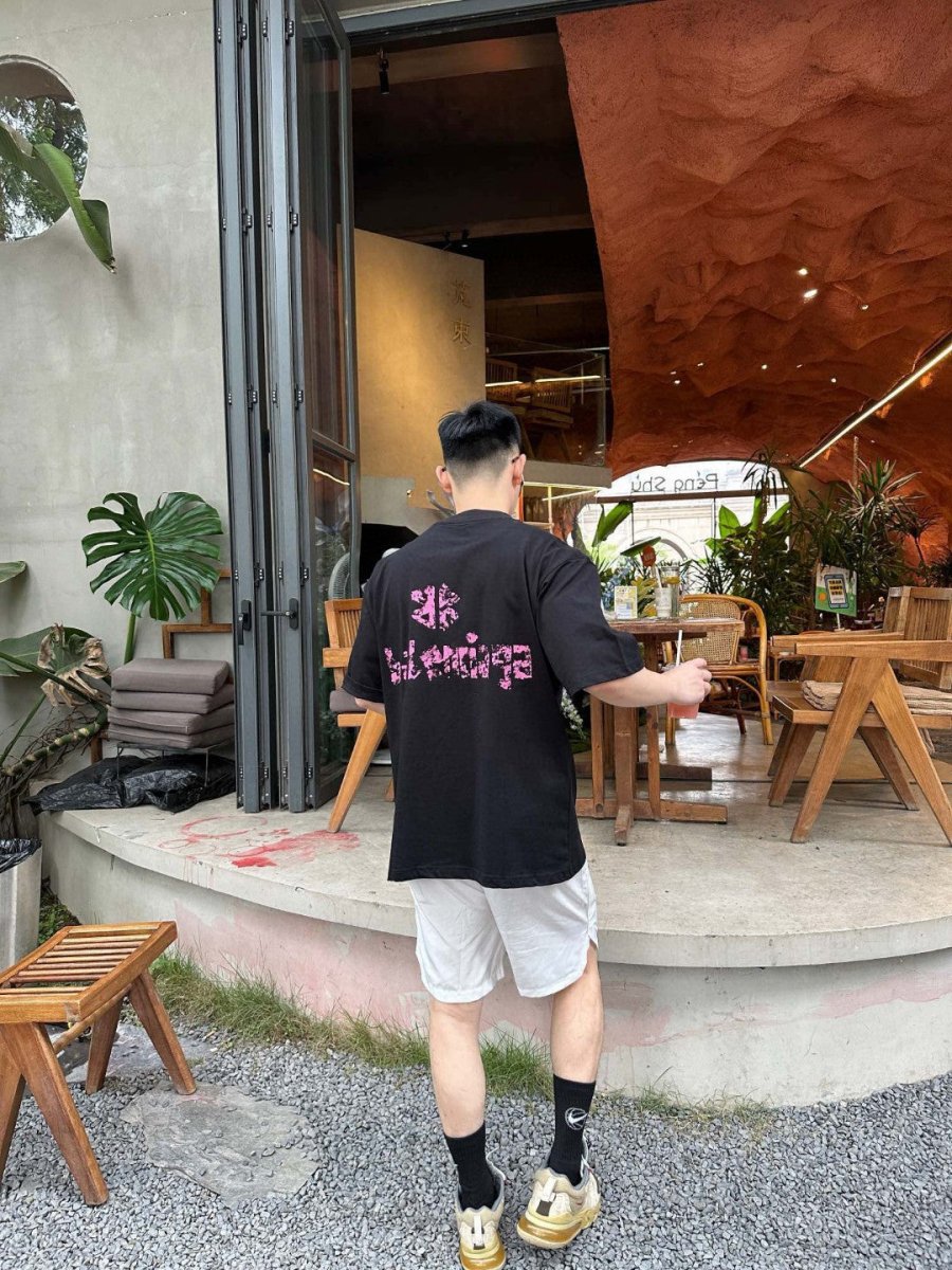 Balenciaga Distressed Logo T-Shirt in Black - Prime Reps