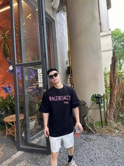 Balenciaga Distressed Logo T-Shirt in Black - Prime Reps