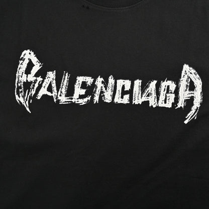 Balenciaga Distressed Logo T-Shirt in Black - Prime Reps