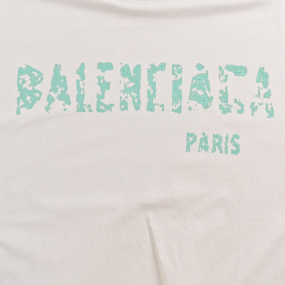 Balenciaga Distressed Logo T-Shirt in White - Prime Reps