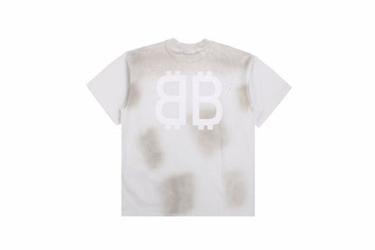 Balenciaga Distressed Logo T-Shirt (White/Grey) - Prime Reps