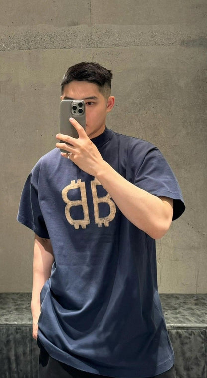 Balenciaga Double B Bitcoin T-Shirt (Blue) - Prime Reps