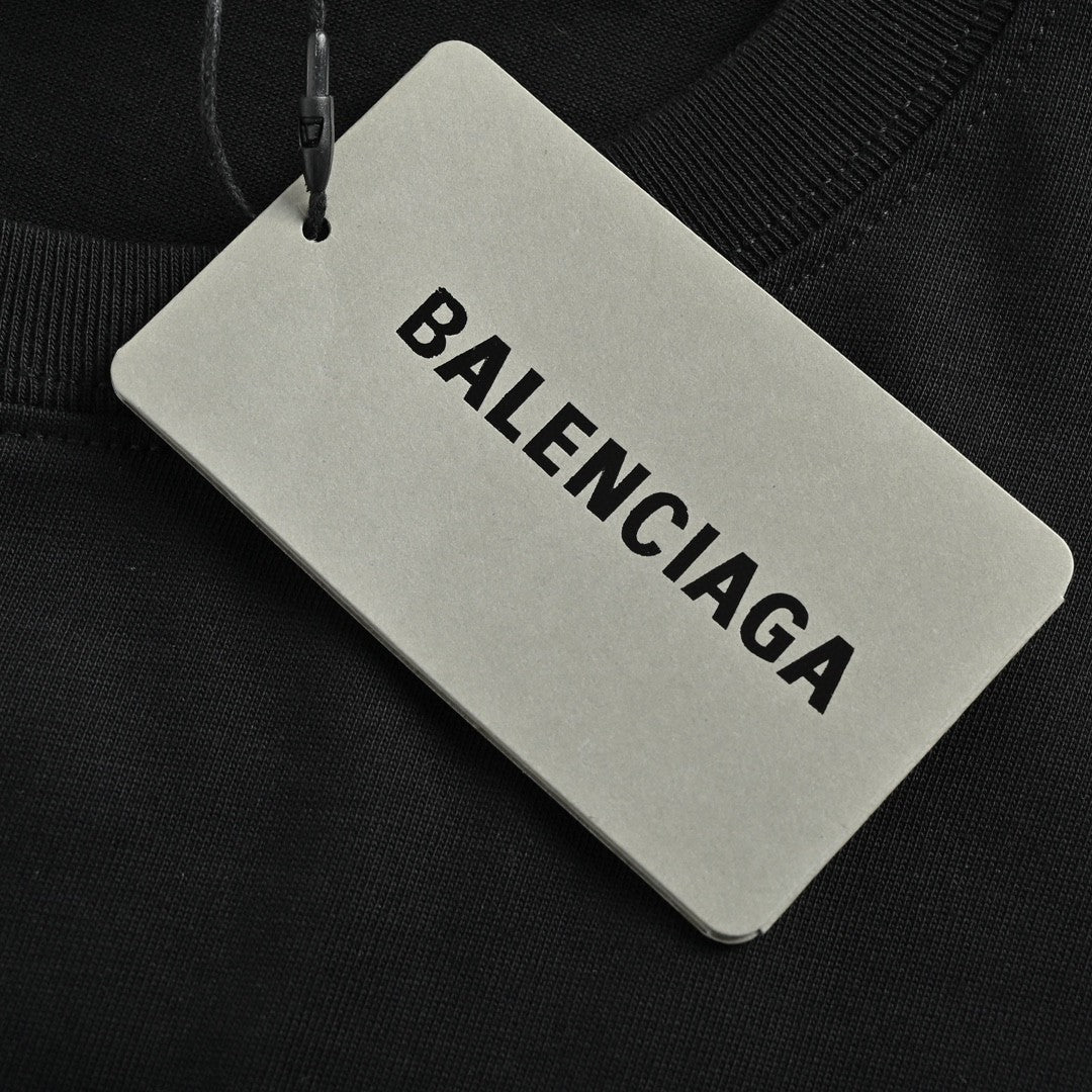 Balenciaga Embroidered Patch Logo T-Shirt (Black) - Prime Reps