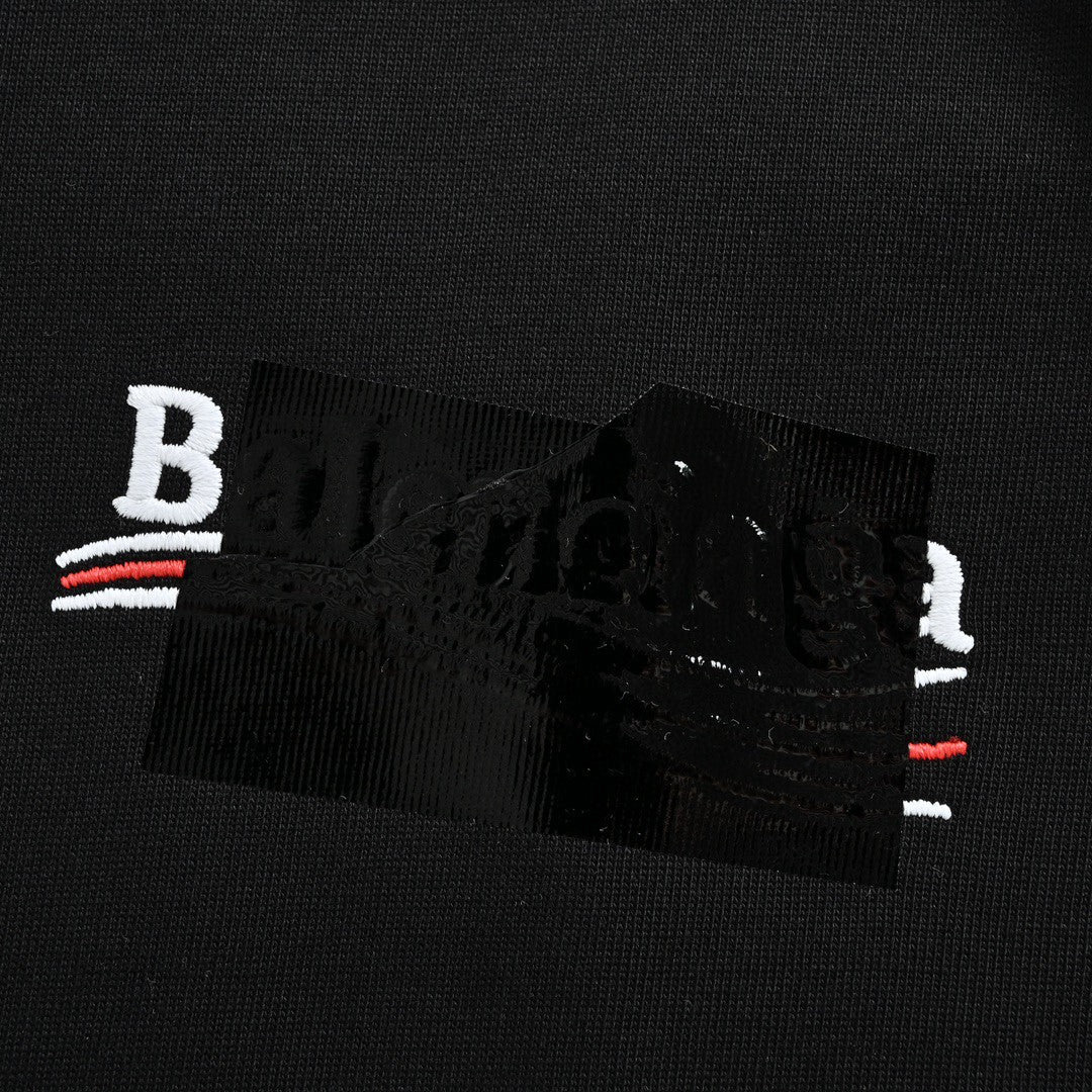 Balenciaga Embroidered Patch Logo T-Shirt (Black) - Prime Reps