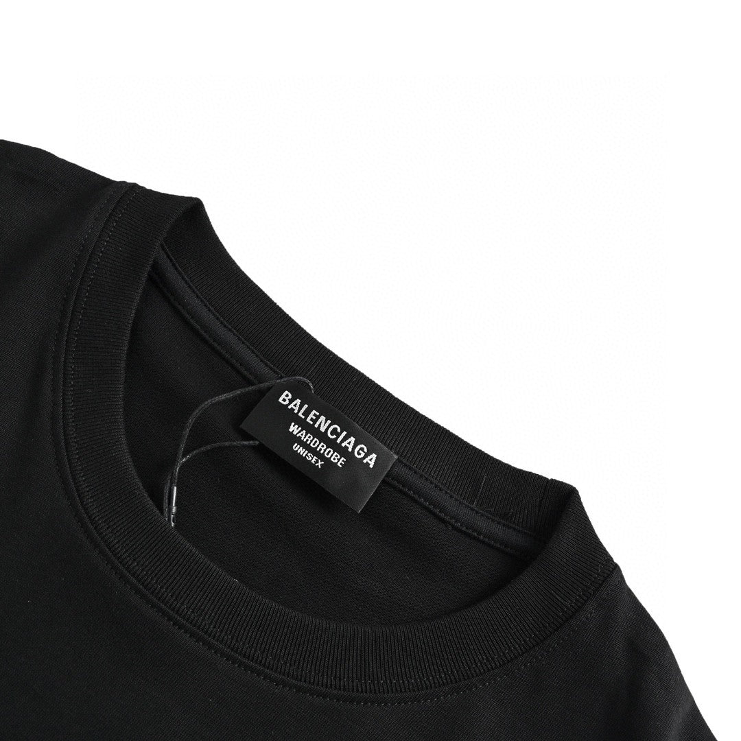 Balenciaga Embroidered Patch Logo T-Shirt (Black) - Prime Reps