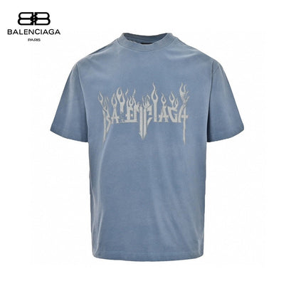 Balenciaga Flame Graphic T-Shirt (Blue) - Prime Reps