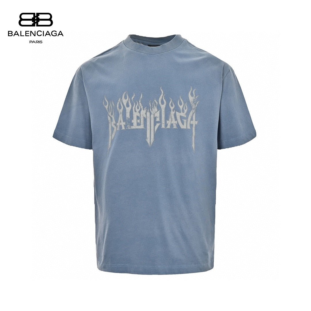 Balenciaga Flame Logo T-Shirt (Blue) - Prime Reps