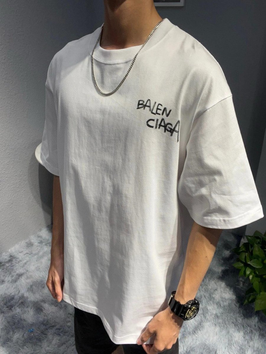 Balenciaga Graffiti Logo White T-Shirt - Prime Reps