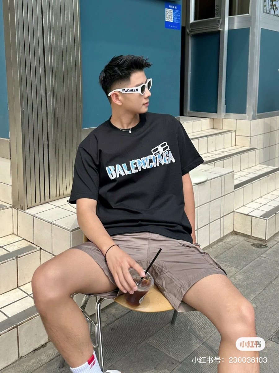 Balenciaga Graphic Logo T-Shirt (Black) - Prime Reps