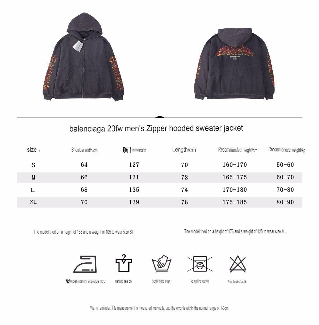 Balenciaga Gray Zip - Up Hoodie - Prime Reps