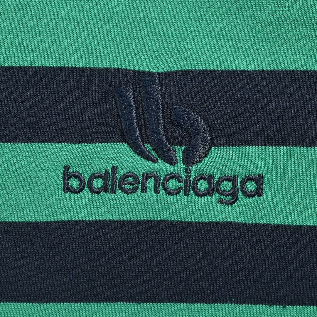 Balenciaga Green and Black Striped T-Shirt - Prime Reps