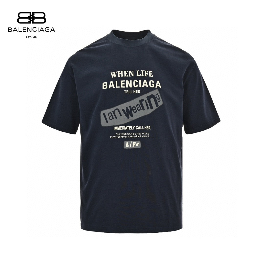 Balenciaga T-Shirt - Navy Back Logo