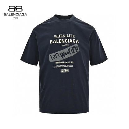 Balenciaga T-Shirt - Navy Back Logo