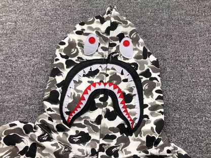 BAPE ABC CAMO SHARK FULL ZIP HOODIE GREY