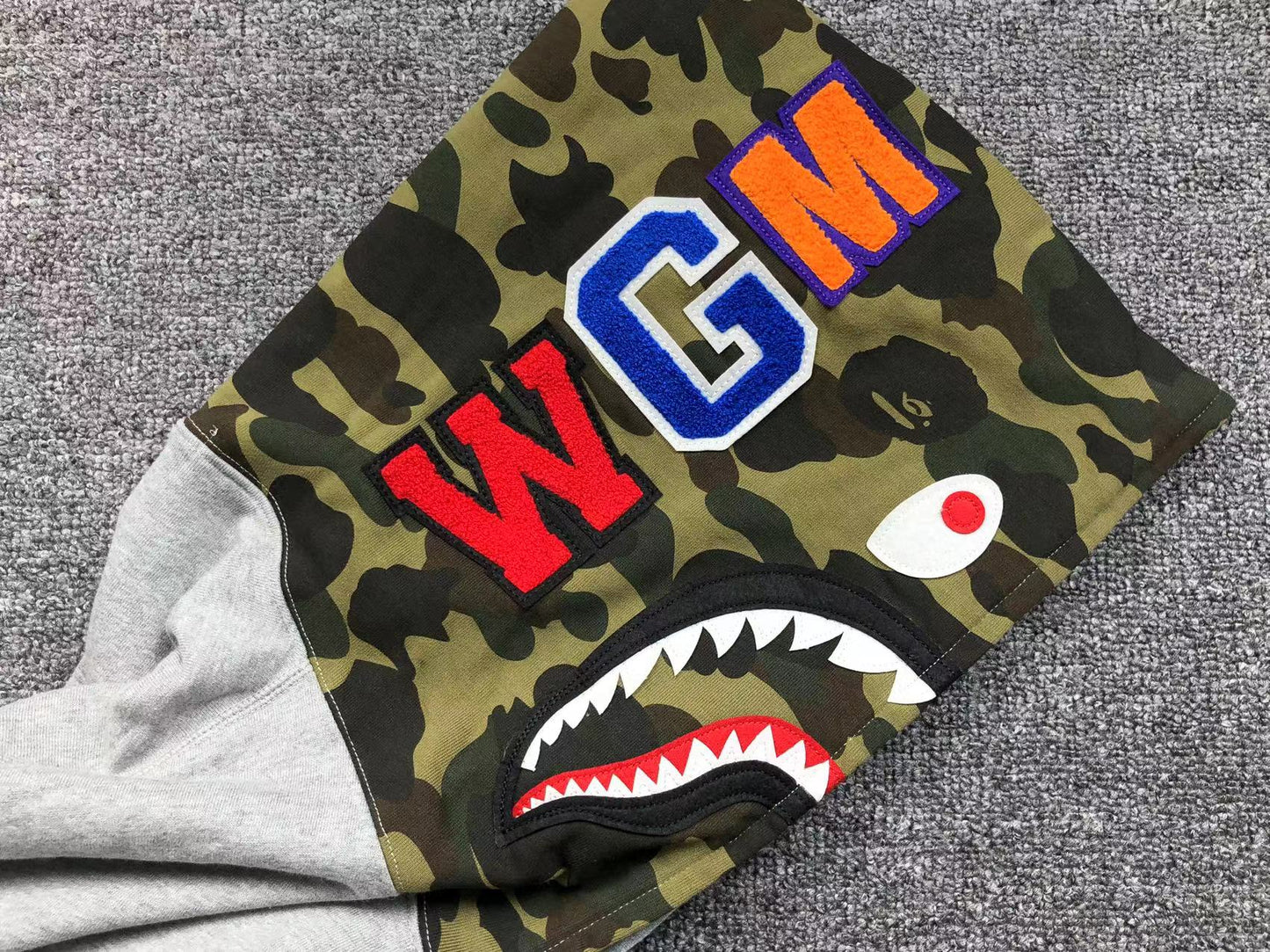 BAPE GREEN CAMO FULL ZIP HOODIE GREY