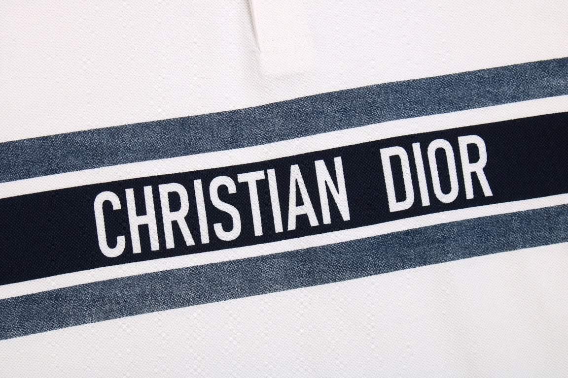 Christian Dior "Striped Logo" Polo Shirt